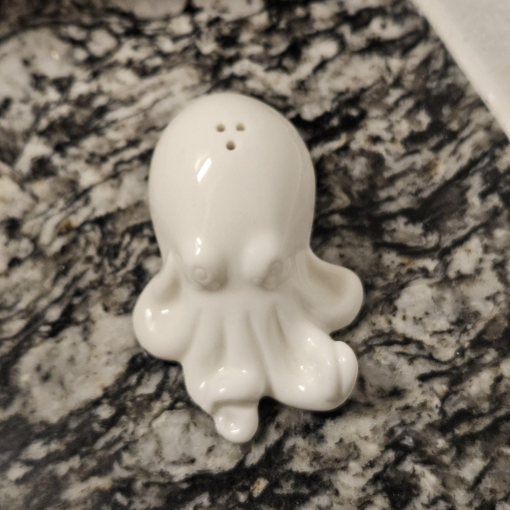 white ceramic octopus shaker
